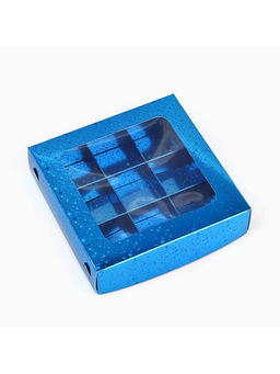 Цена за 5 шт. Коробка для конфет Синие звёздочки, 14.5 х 14.5 х 3.5 см - Дарите счастье фото 2