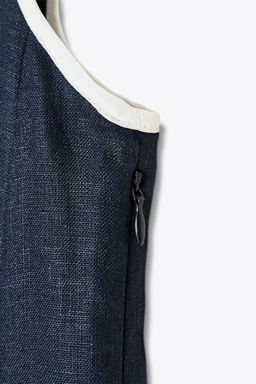 CONTRAST TRIM LINEN MIDI DRESS - Zara фото 8