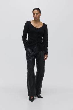 C?rdigan en punto acanalado con escote en U - H&m фото 4