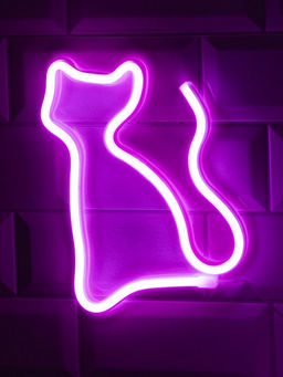 Неоновая вывеска Кошка 16?23 см, батарейки ААх3 (не в комплекте), USB, свечение розовое - Luazon lighting фото 7