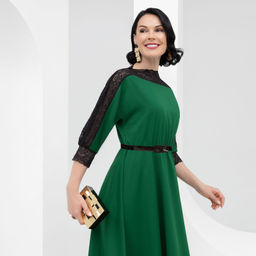 Платье Парижский десерт (изумруд с ремешком) - Charutti фото 6