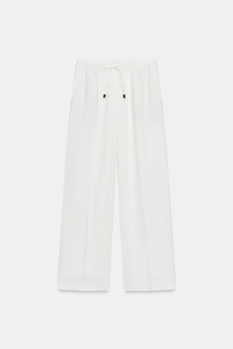 PANTAL?N RECTO CON LINO / Blanco - Zara фото 6
