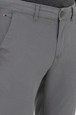 Erkek Slim Fit Gri Kanvas Pantolon