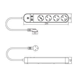 P-GCL4-1,8 A201/UC/WF WHITE Умный сетевой фильтр Wi-Fi, 1.8м (Пвс 3х1,5), 4 гнезда, с/з, 2USB+Type-C (5В, 3A). 16A. До 3680Вт. Голосовое управление+приложение UnielSmart. TM Uniel
