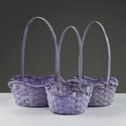 Набор корзин плетёных, 19×7.5×9.5/31 см, 22×9×11/34 см, 24×9×11.5/35 см, 3 шт., фиолетовые, бамбук