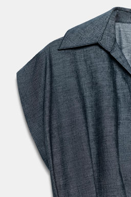 CAMISA ENTALLADA PINZAS CON LINO / Azul - Zara фото 10