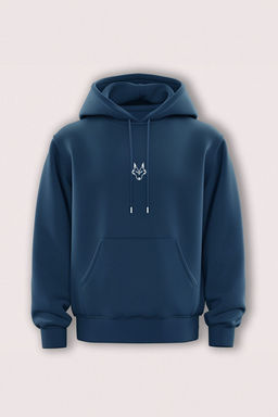 TRENDYOL MAN Indigo Regular/Normal Kesim Kapusonlu Ici Polar/S?cak Tutan Kurt Nak?sl? Sweatshirt TMNAW24SW00018 - Trendyolmilla фото 18