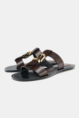 DOUBLE-STRAP FLAT SANDALS WITH BUCKLE - Zara фото 20