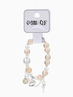 Браслет с подвесками «Сахарный» ракушка, шар №10/8, d=6 см, шампань в серебре