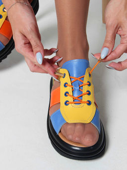 Босоножки 2029.2525bl. Желтый синий оранжевый