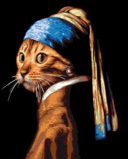 ФРЕЯ PNB/PL-234 Набор для раскрашивания по номерам 50 х 40 см Кошка с жемчужной сережкой