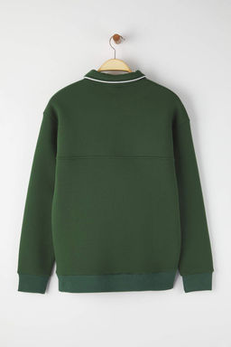 Zumrut Yesili Oversize/Genis Kesim Dik Yaka Biye Detayl? Sweatshirt TMNAW26SW00002 - Trendyolmilla фото 8