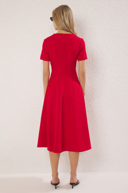 TRENDYOLMILLA Siyah Etegi Belden Ac?lan Midi Dokuma Elbise TWOSS25EL00790  фото 8