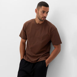 Футболка мужская MINAKU, коричневая, размер 46-48