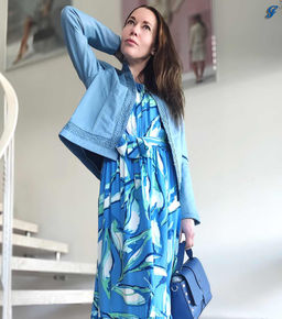 Кожаная куртка, синяя - Linea tesini фото 8