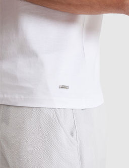 Beyaz Slim Fit %100 Pamuk Bisiklet Yaka Likral_ Basic Ti__rt
