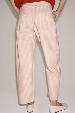 JEANS ZW COLLECTION ANKLE RELAXED RECTOS TIRO MEDIO RAYAS / Rosa - Zara фото 3