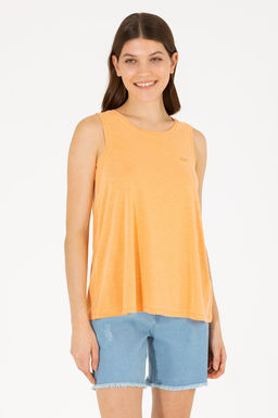 U. S. Polo Assn Женская оранжевая футболка без рукавов с круглым вырезом