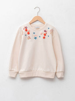 Bisiklet Yaka Nak?? Detayl? Uzun Kollu K?z ?ocuk Sweatshirt