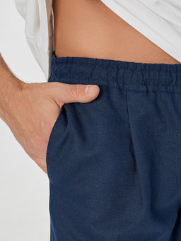 Брюки мужские темно-синие из хлопка и льна - Mark formelle фото 4