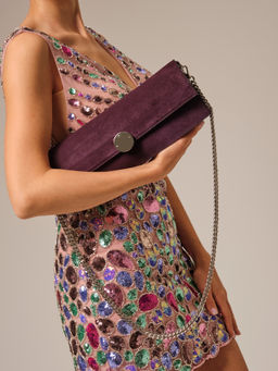 Клатч замшевый Deboro 30477 сливовый