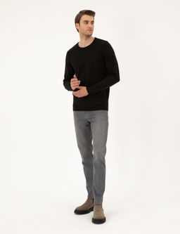 Siyah Slim Fit Bisiklet Yaka Basic Triko Kazak - Pierre cardin фото 4