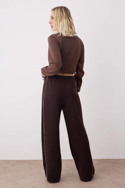 Kahverengi Wide Leg/Genis Kesim Biye Detayl? Orme Esofman Alt? TWOAW26EA00012 - Trendyolmilla фото 4