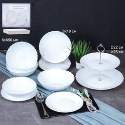 Столовый набор 14 предметов с вазой для фруктов / 13/7578/XN (WHITE) /уп 2/цветная коробка