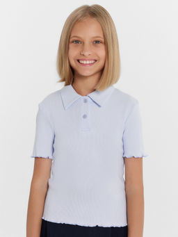 Поло для девочек в нежно-голубом цвете