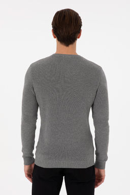 Erkek Slim Fit Bisiklet Yaka Gri Melanj Basic Kazak - U.s. polo assn фото 5