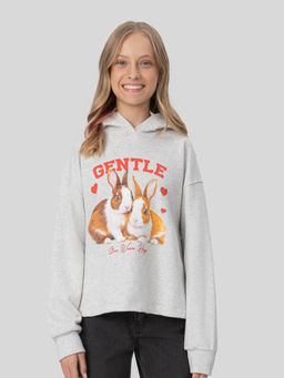 Худи для девочек серое с принтом и надписью gentle - Mark formelle фото 2