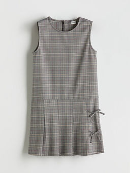 Bisiklet Yaka Ekose K?z ?ocuk Elbise