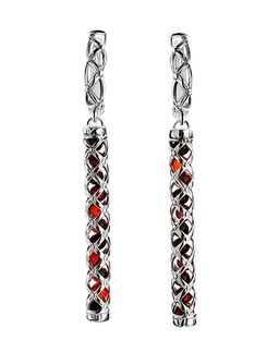 Ажурные серьги Кения с натуральным вишнёвым янтарём