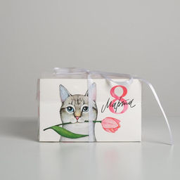 Цена за 5 шт. Коробка для капкейков, кондитерская упаковка, 4 ячейки 8 Марта!, 16?16?10 см