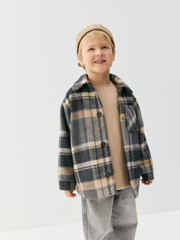 Пальто клетка Графит