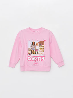 Bisiklet Yaka Barbie Bask?l? Uzun Kollu K?z ?ocuk Sweatshirt ve E?ofman Alt? - Waikiki фото 2