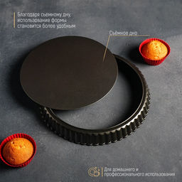 Форма для выпечки Доляна «Жаклин», d=24 см, разъёмная, антипригарное покрытие, чёрная