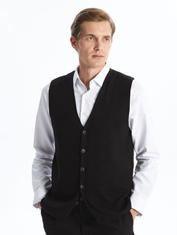 Standart Kal?p V Yaka Erkek Triko Yelek - Waikiki фото 3