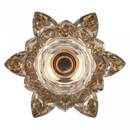 Подсвечник стеклянный "Лотос Янтарный" h14,6см, чаша д5,2см, h2см, отвинчивающаяся, нескользящее основание д8см, металлическая ножка, золотой, в коробке (Китай)