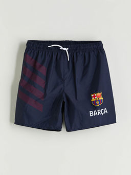 Beli Lastikli Barcelona Bask?l? Erkek ?ocuk Deniz ?ortu