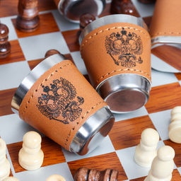 Фляжка 200 мл с шахматами + 4 стопки 25 мл, воронка / FL-190 /уп 20/ - Галеонтрейд фото 12