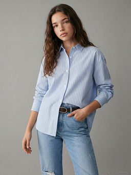 K?z ?ocuk ?izgili Poplin G?mlek