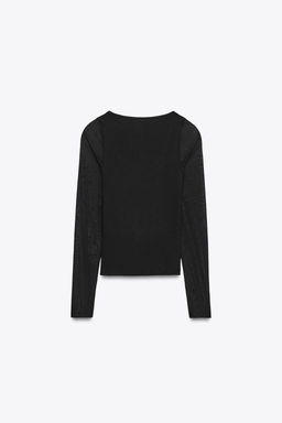 SEMI-SHEER COMBINED T-SHIRT - Zara фото 6