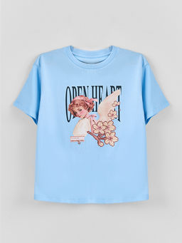 Футболка для девочек голубая прямого кроя - Mark formelle фото 4