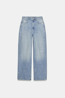 TRF STRAIGHT-LEG RHINESTONE HIGH-WAIST JEANS - Zara фото 6