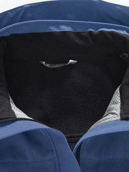 Ветровка женская софтшелл виндстоппер с капюшоном спортивная синего цвета 9616_1S