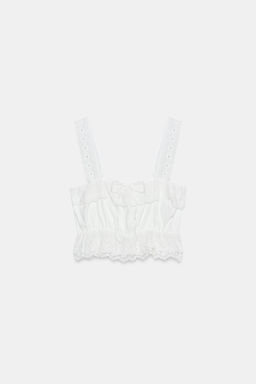 TOP CORTO BORDADOS PERFORADOS / Blanco