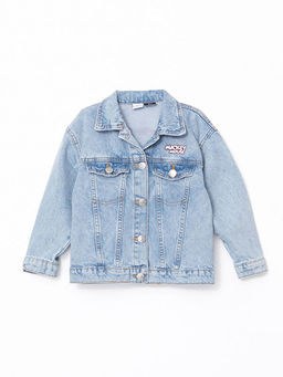 G?mlek Yaka Mickey Mouse Bask?l? K?z ?ocuk Jean Ceket - Waikiki фото 4