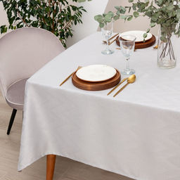 Скатерть Этель Линии цв.серебро, 142*283 +/-3 см, 115 10 гр,100% п/э  фото 4
