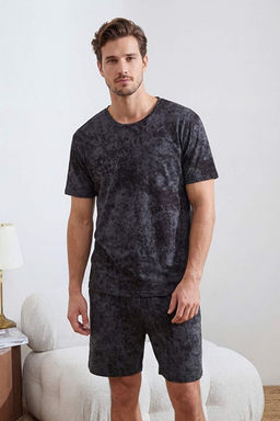 Antrasit Regular/Normal Kesim Y_kama Efektli T-shirt-_ort _rme Pijama Tak_m_ TMNSS26PT00007